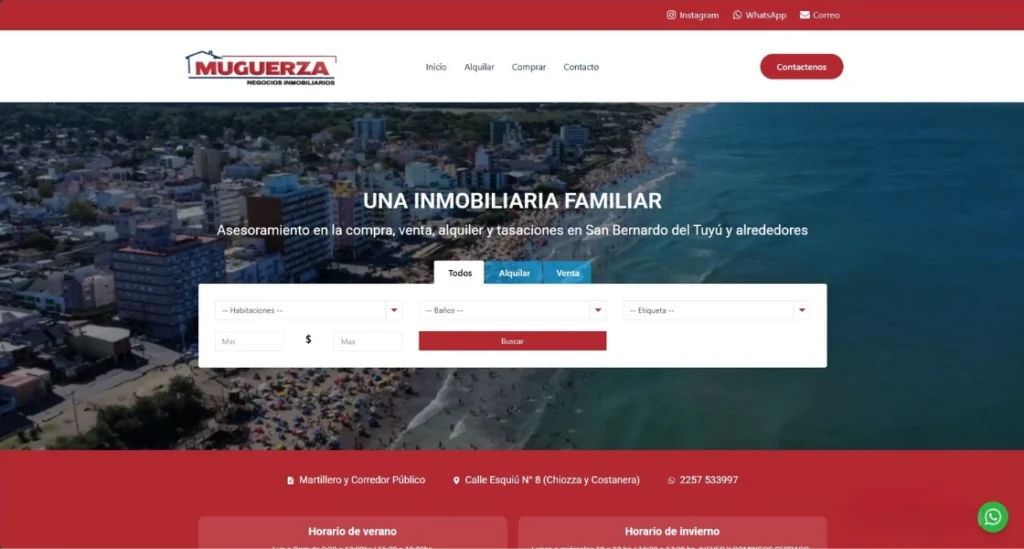 pagina web muguerza propiedades