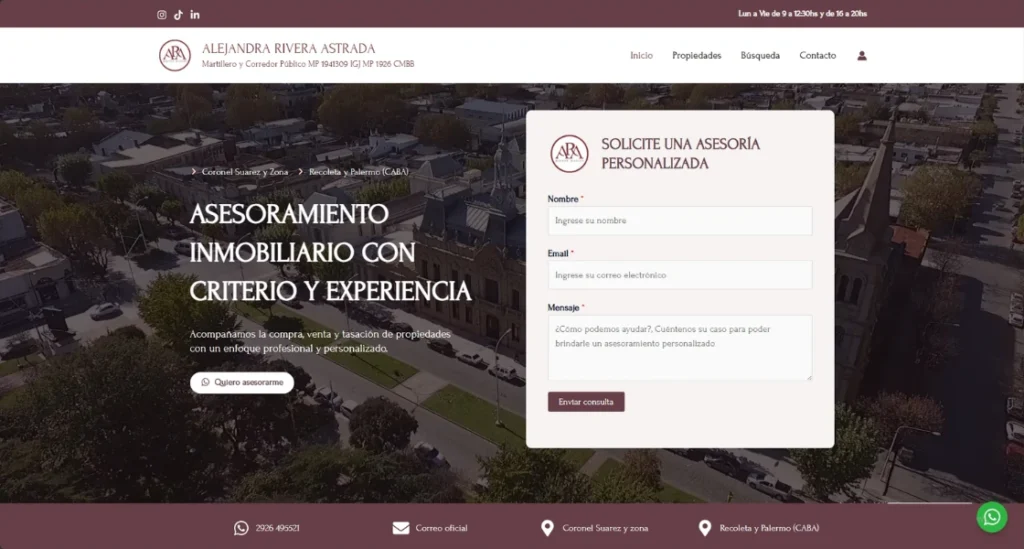 pagina web ara bienes raices